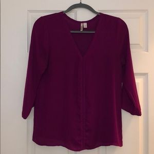 V-Neck Fuchsia Blouse
